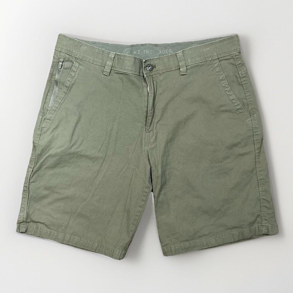 Weatherproof Green Ripstop Cargo Shorts Utility Hiking Outdoor Size 36
